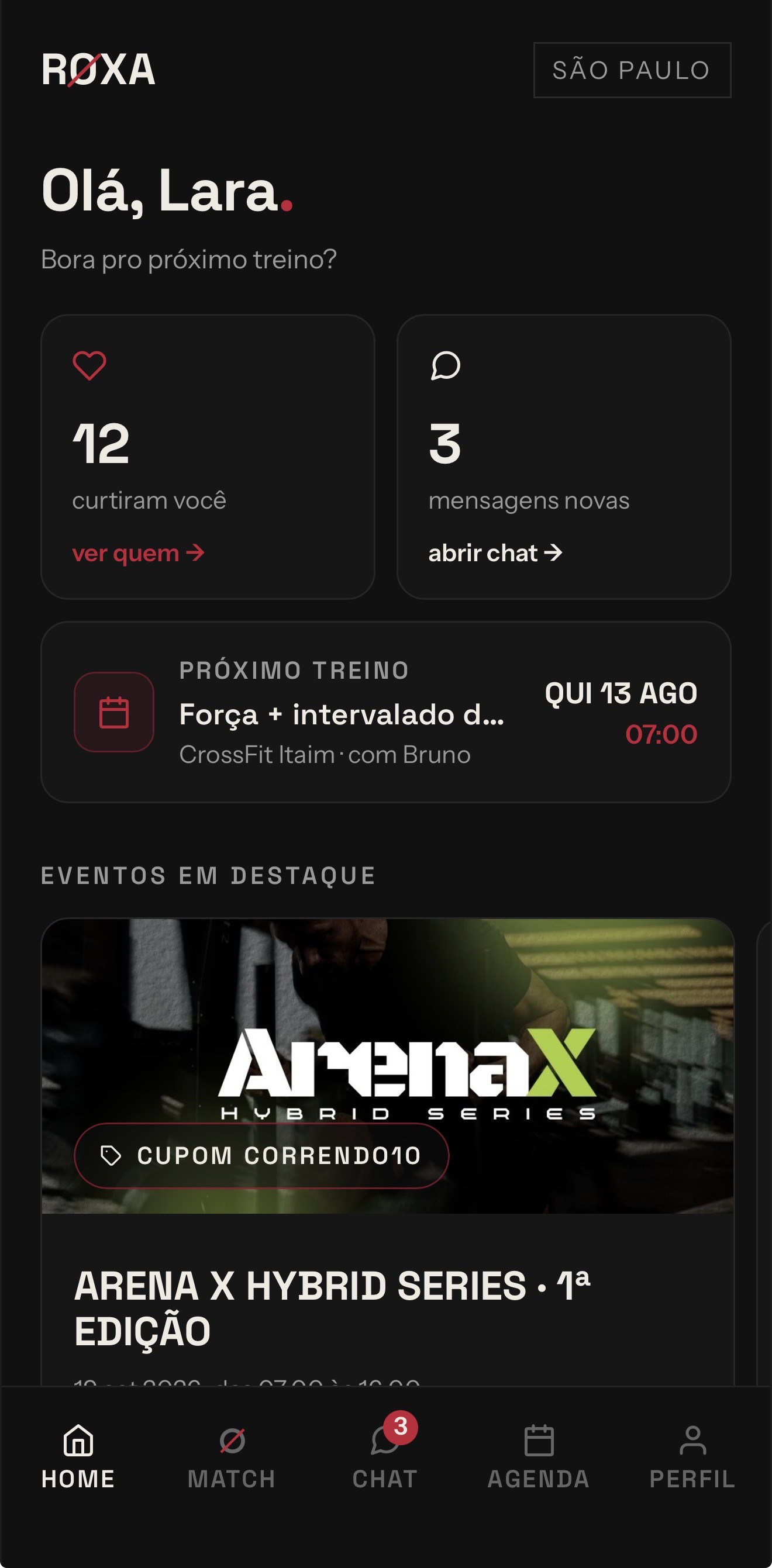 Tela Home do RØXA