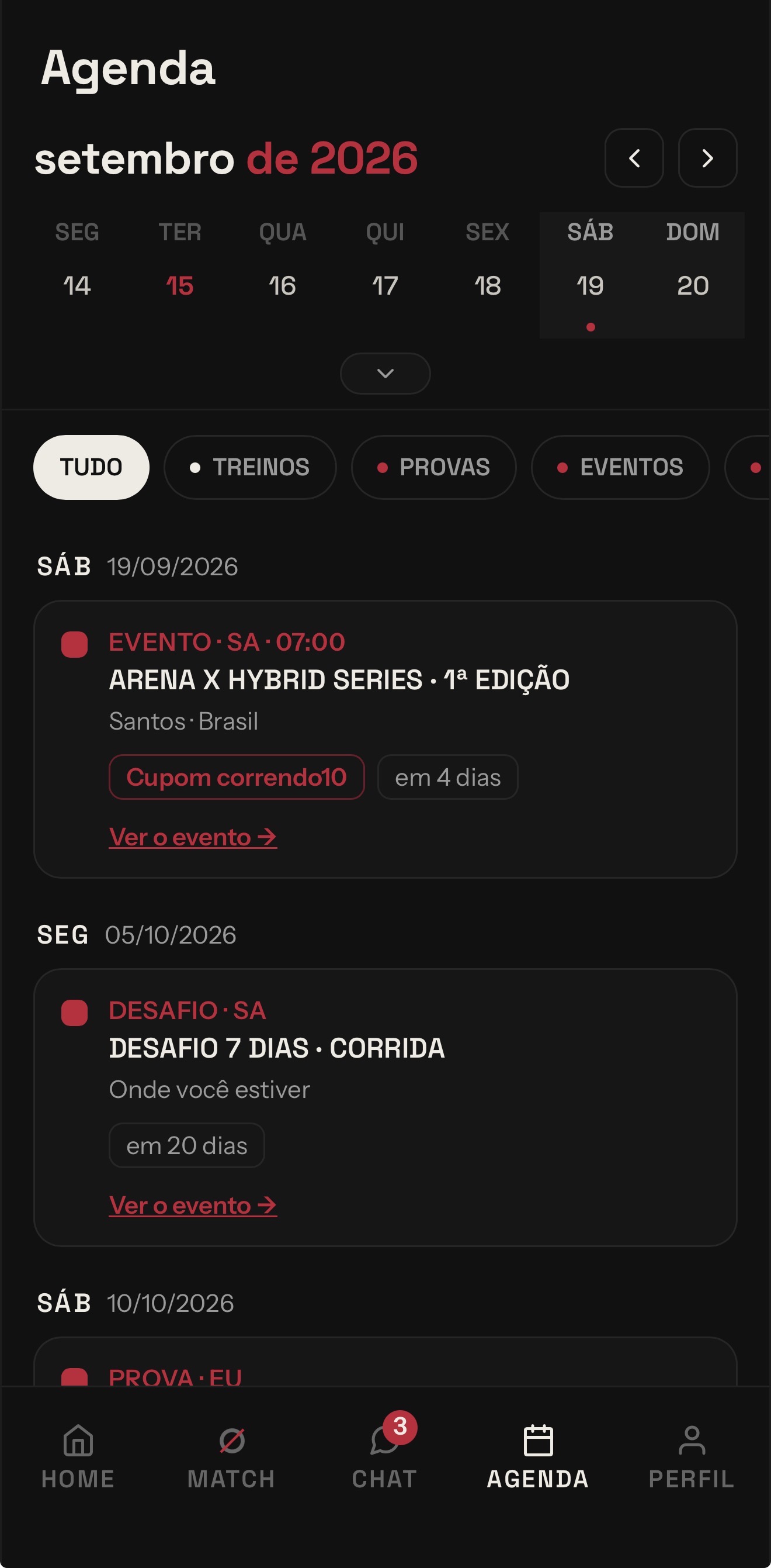 Tela Agenda do RØXA